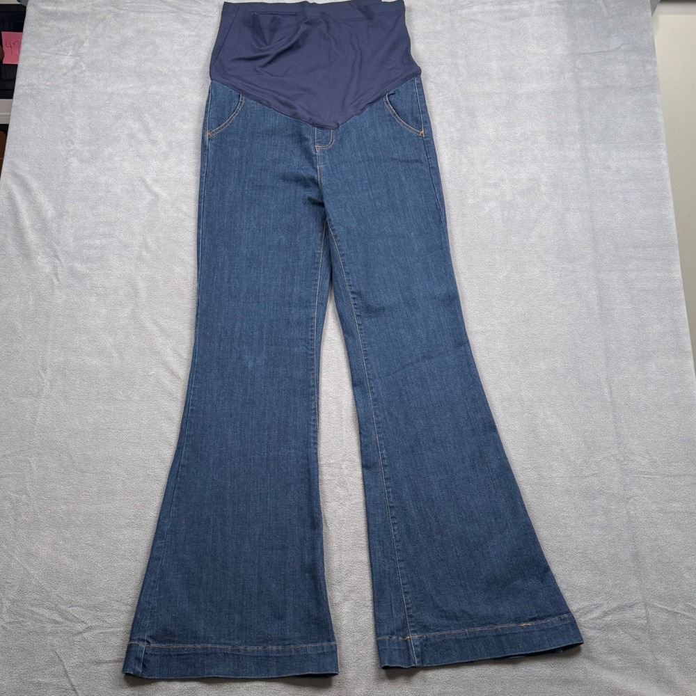 PinkBlush Maternity Flare Jeans Over Belly Dark Wash Denim Size 30